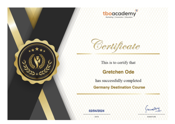 Germany Destination Course certificate