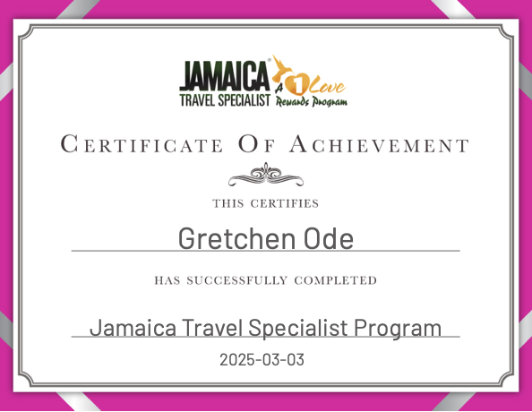 Jamaica Travel Specialist certificate