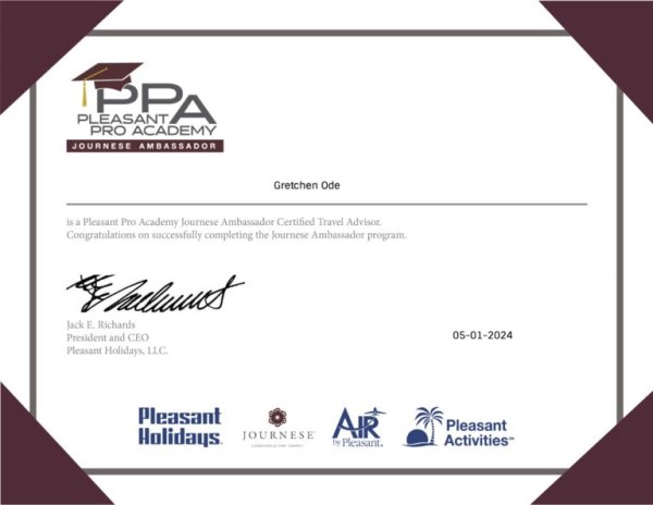 Journese Ambassador certificate