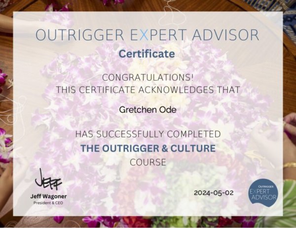 Outrigger and Culture certificate