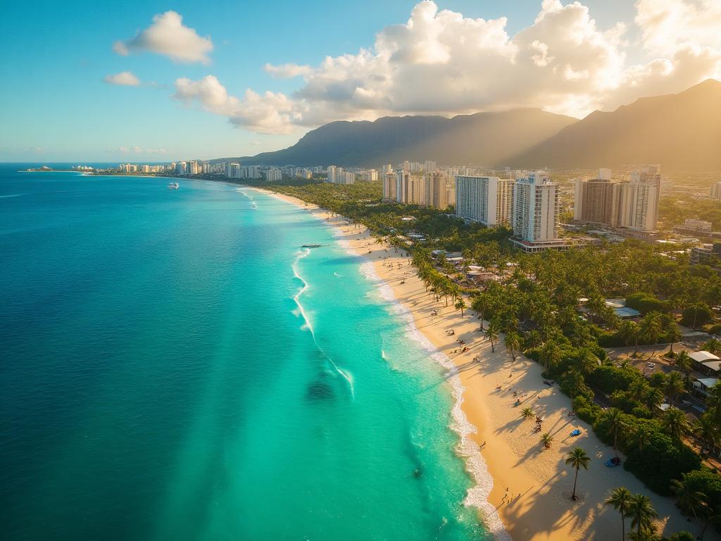 Hawaii coastline with turquoise water and volcanic cliffs